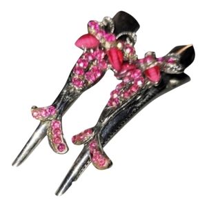 2 Rhinestone Jeweled Butterfly Hair Clips Fairy Fairycore